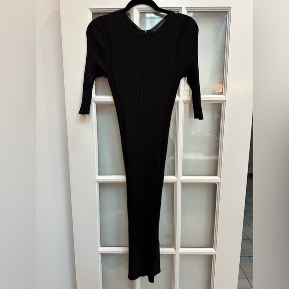 Skull Cashmere Kaydon Ribbed Knit Fitted Full Zipper Goth Punk Midi Dress Size S - Picture 12 of 14